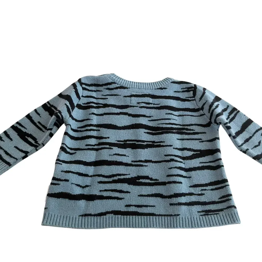 Huxbaby Boys Blue Wildcat Organic Cotton Knit Sweater - 12 Months
